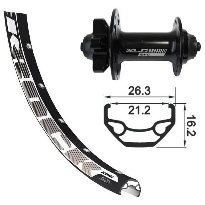 XLC Rodi Black Rock Evo 27.5´´ 6b Disc Mtb Vorderrad, Black, 5 x 100mm XLC Rodi Black Rock Evo 27.5´´ 6b Disc Mtb Vorderrad, Black, 5 x 100mm