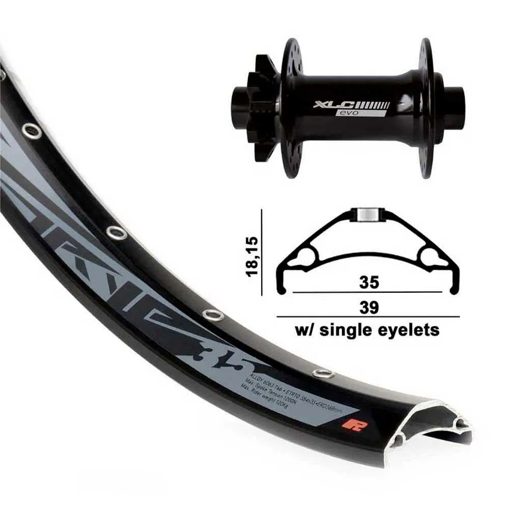 XLC Rodi Tryp 35 Evo 27.5´´ 6b Disc Mtb Vorderrad, Black, 15 x 110mm XLC Rodi Tryp 35 Evo 27.5´´ 6b Disc Mtb Vorderrad, Black, 15 x 110mm