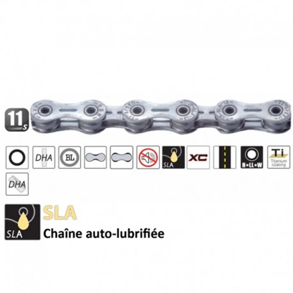 YABAN Selbstschmierende Fahrradkette 11V (907) Unisex, silber, 232g