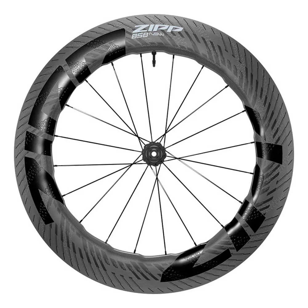 ZIPP 858 Nsw Cl Disc Tubeless Only Rennrad-vorderrad, Black / grey, 12 x 100mm ZIPP 858 Nsw Cl Disc Tubeless Only Rennrad-vorderrad, Black / grey, 12 x 100mm