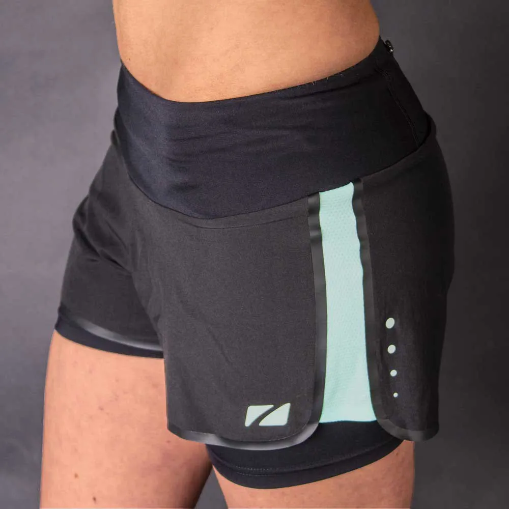 Zone3 Rx3 Compression 2 In 1 Kurze Hose female, Black / mint Zone3 Rx3 Compression 2 In 1 Kurze Hose female, Black / mint
