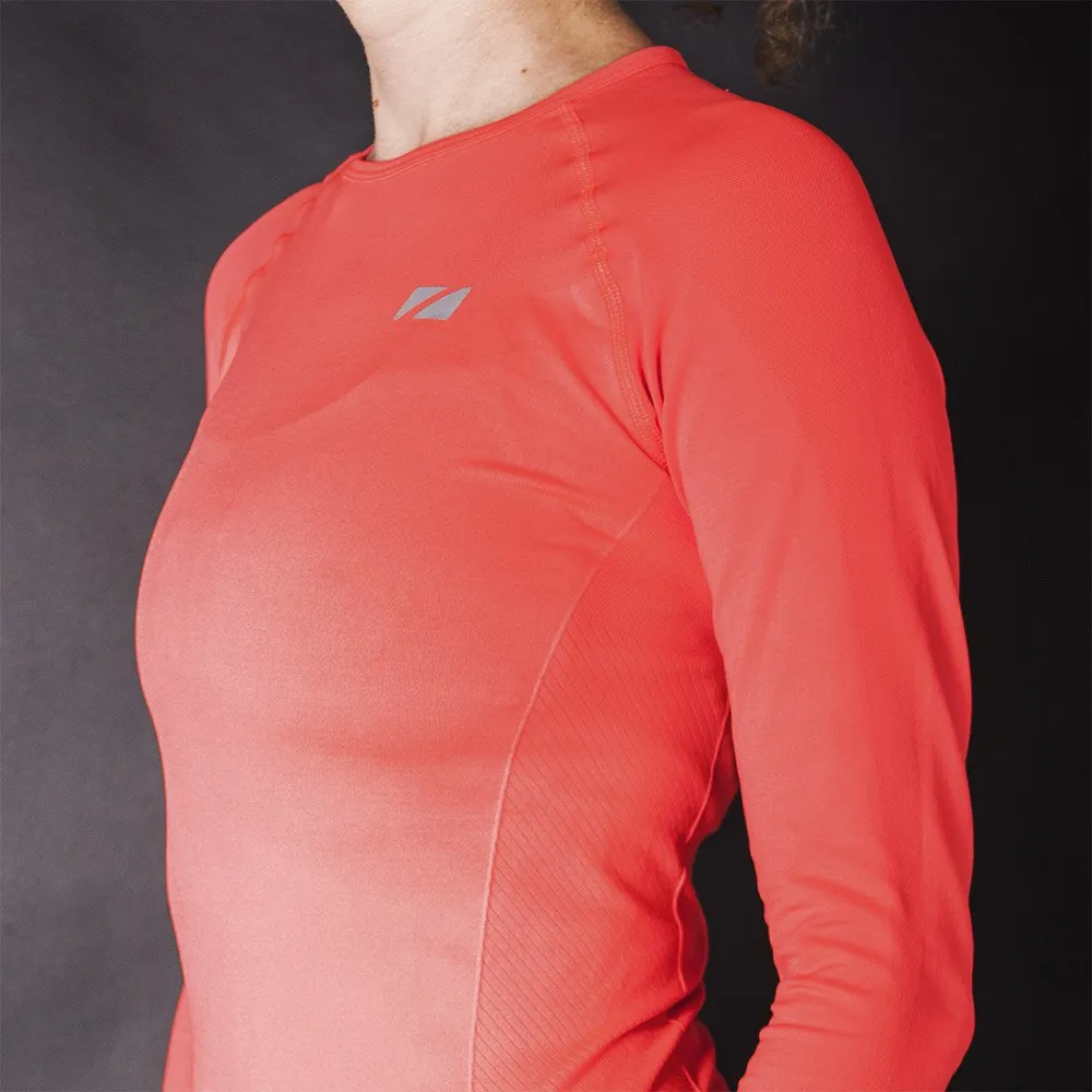 Zone3 Seamless Langarm-baselayer, Hi-vis coral