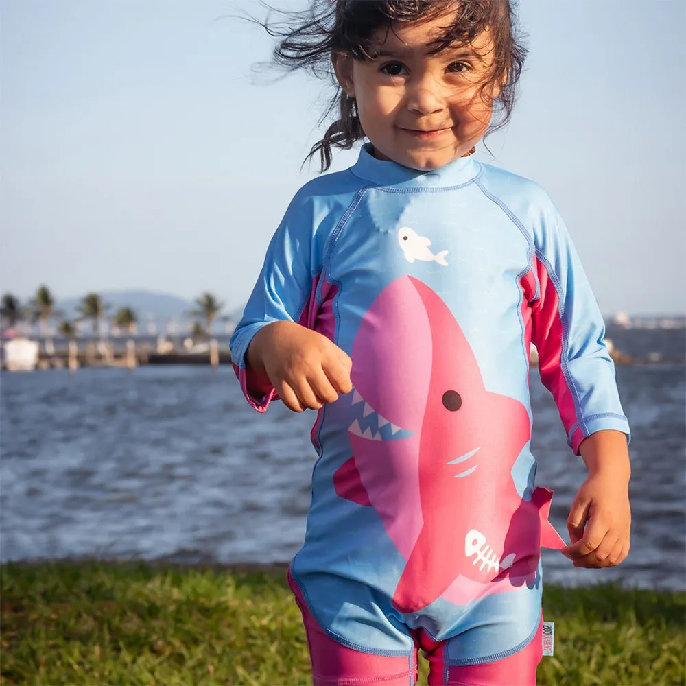 Zoocchini Hai Baby Langarm Badeanzug Upf 50, Pink, 6-12MON