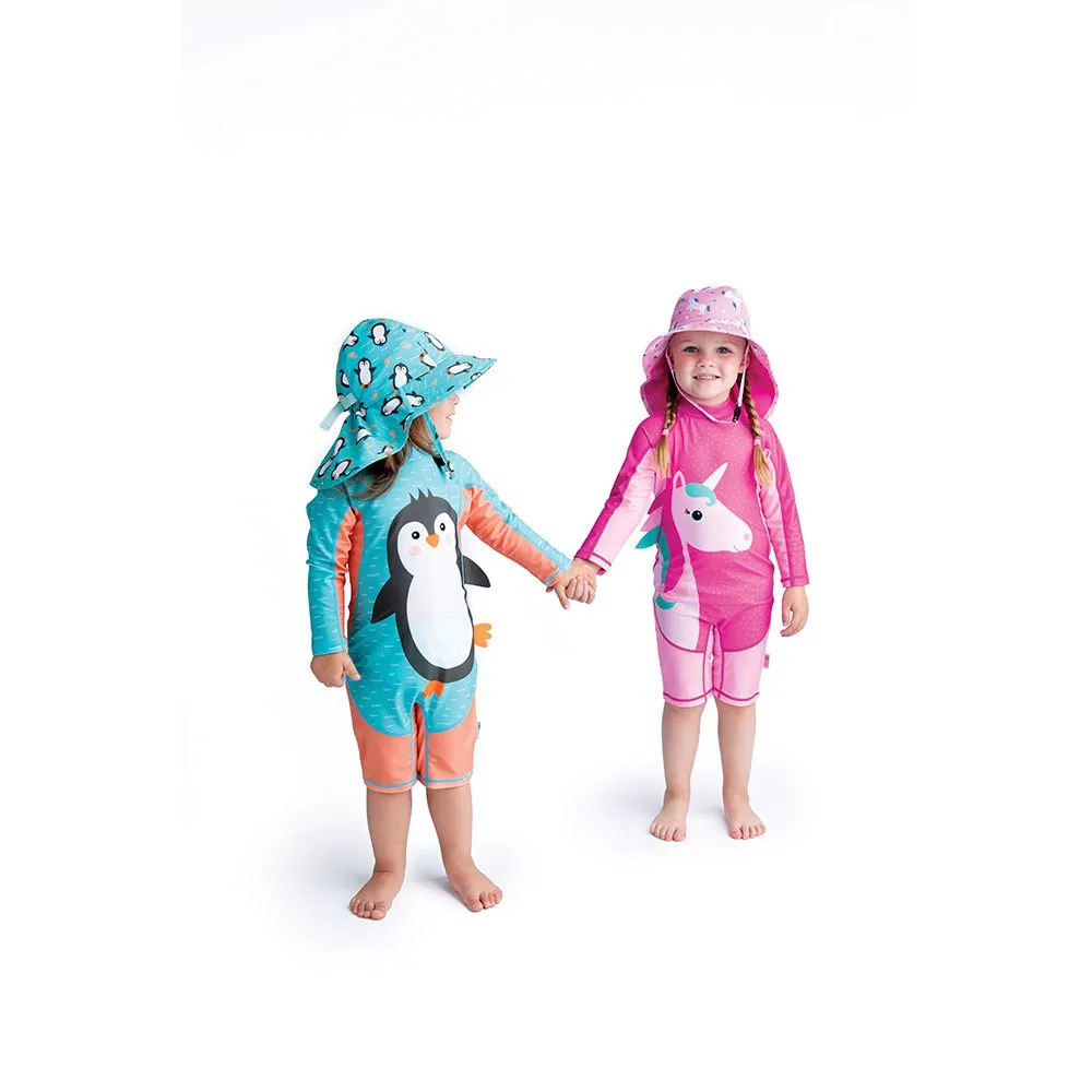 Zoocchini Pinguin Baby Langarm-badeanzug Upf 50